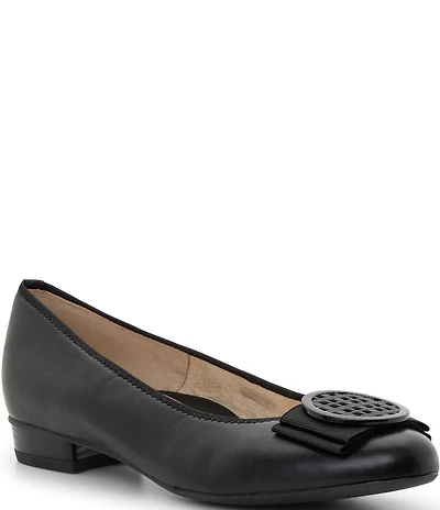 ara Bambi Leather Ornament Bow Ballet Flats