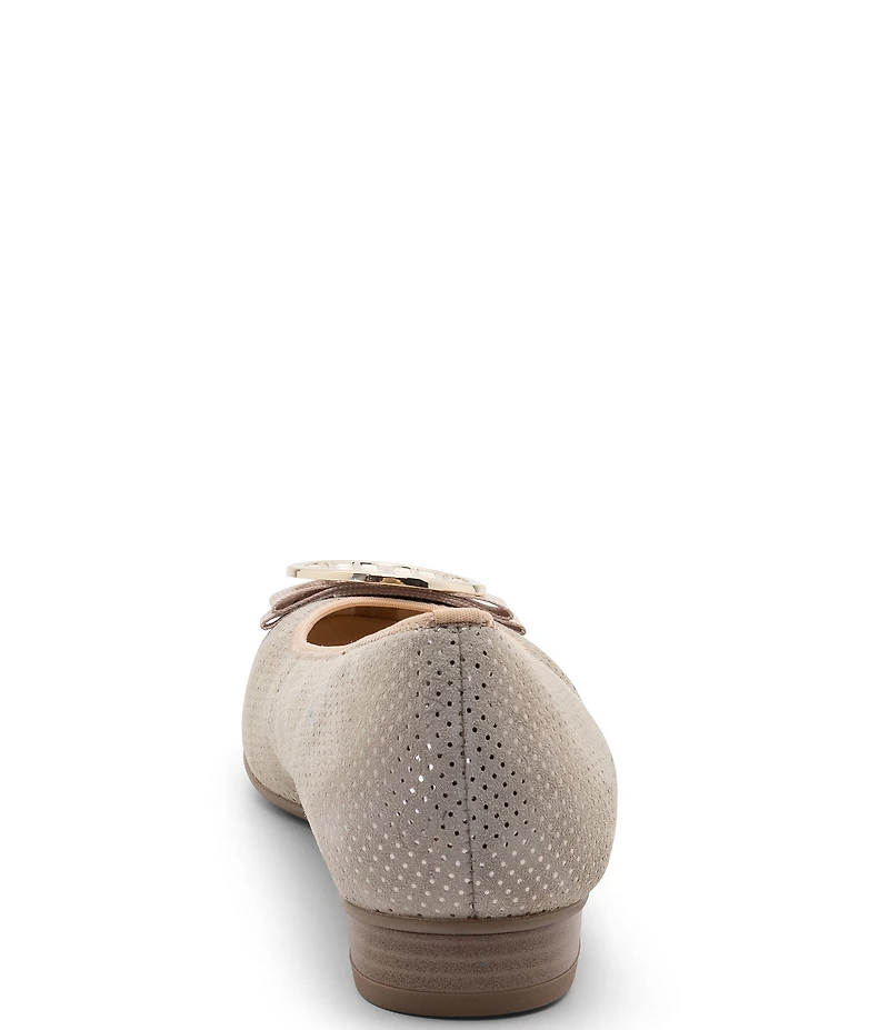 ara Bambi Pin Dot Suede Bow Ornament Ballet Flats