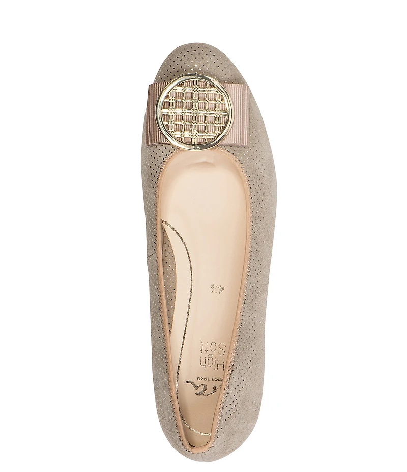 ara Bambi Pin Dot Suede Bow Ornament Ballet Flats