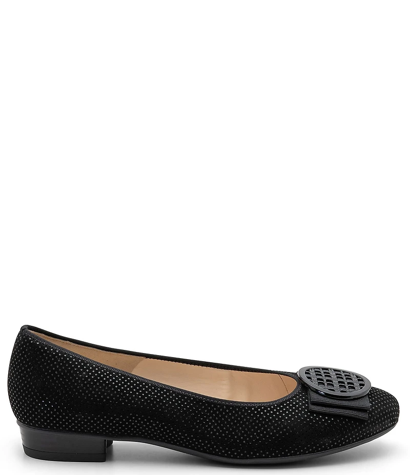ara Bambi Pin Dot Suede Bow Ornament Ballet Flats