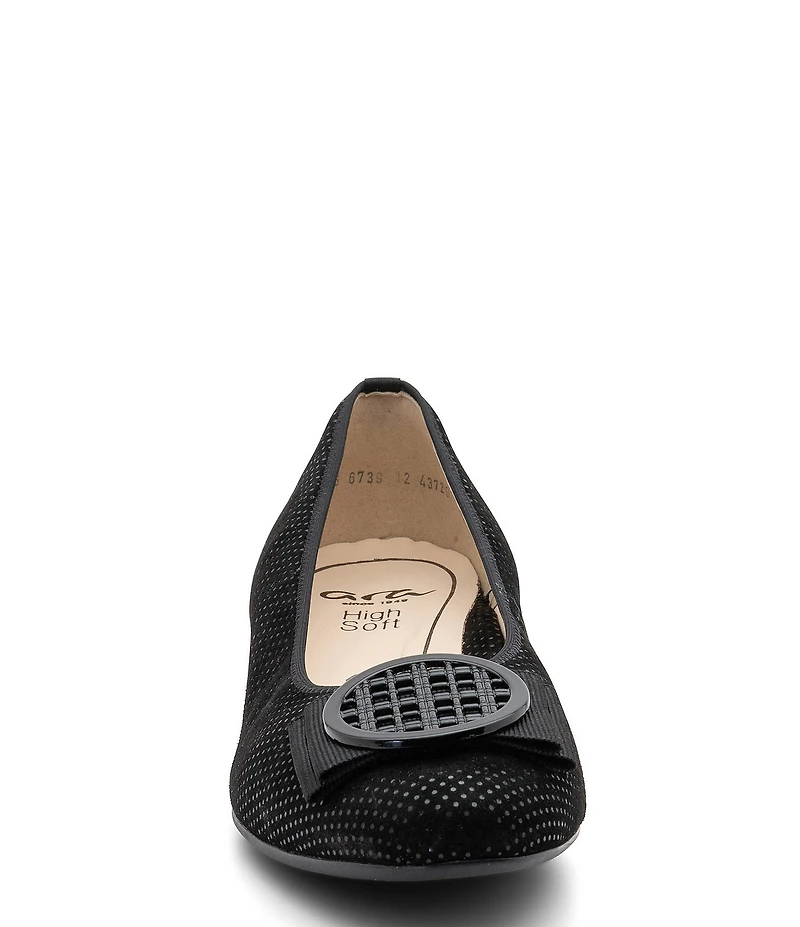 ara Bambi Pin Dot Suede Bow Ornament Ballet Flats