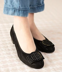 ara Bambi Pin Dot Suede Bow Ornament Ballet Flats