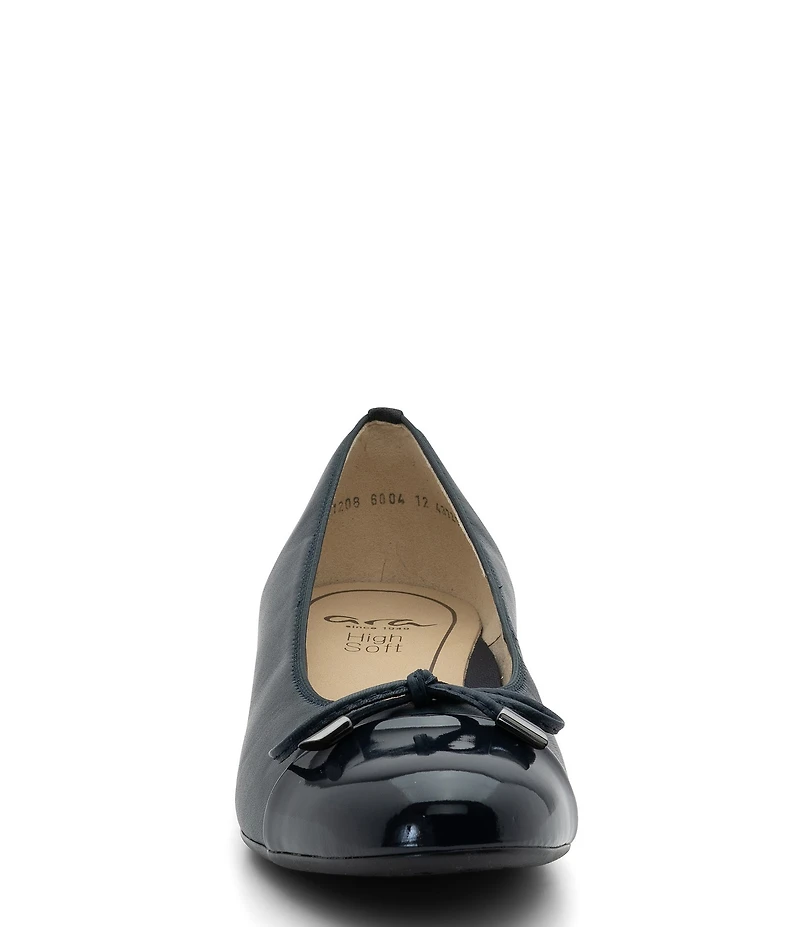 ara Belinda Leather and Patent Cap Toe Bow Ballet Flats