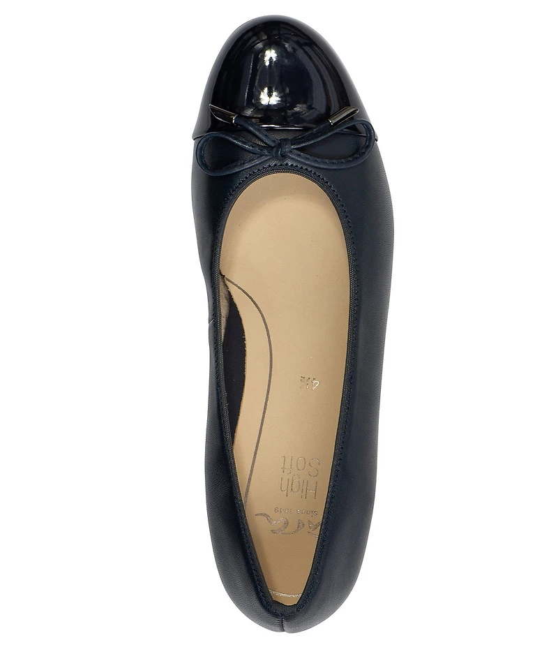 ara Belinda Leather and Patent Cap Toe Bow Ballet Flats