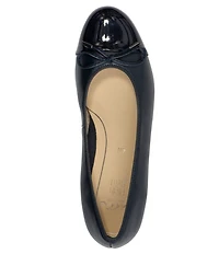 ara Belinda Leather and Patent Cap Toe Bow Ballet Flats
