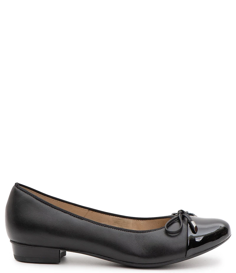 ara Belinda Leather and Patent Cap Toe Bow Ballet Flats