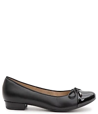 ara Belinda Leather and Patent Cap Toe Bow Ballet Flats