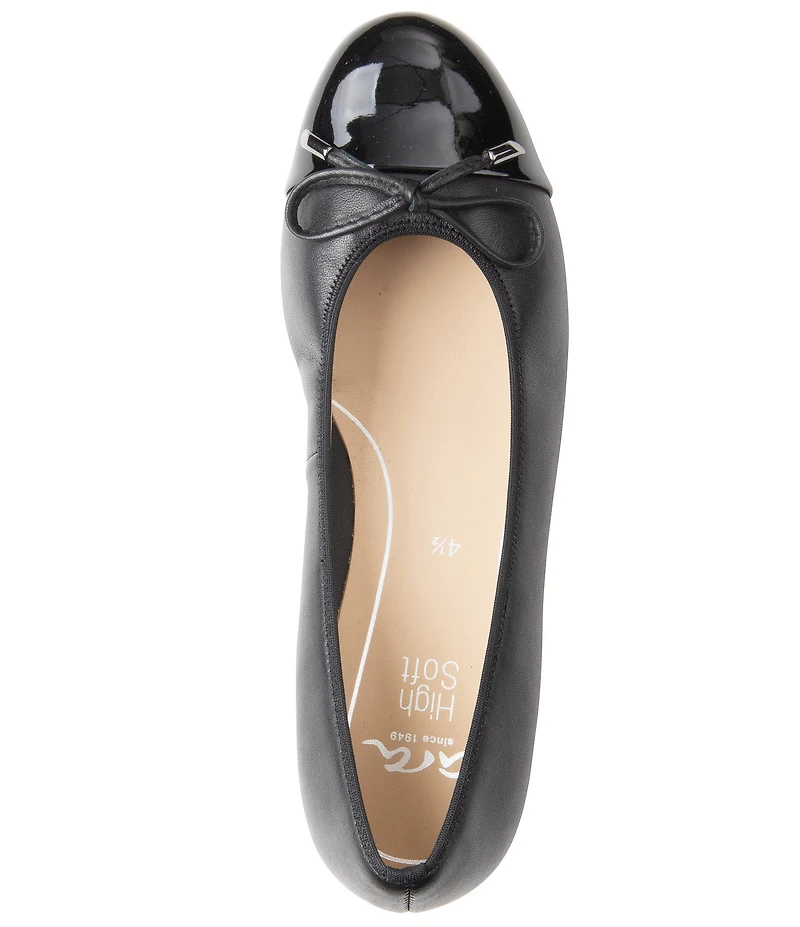 ara Belinda Leather and Patent Cap Toe Bow Ballet Flats