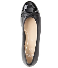 ara Belinda Leather and Patent Cap Toe Bow Ballet Flats