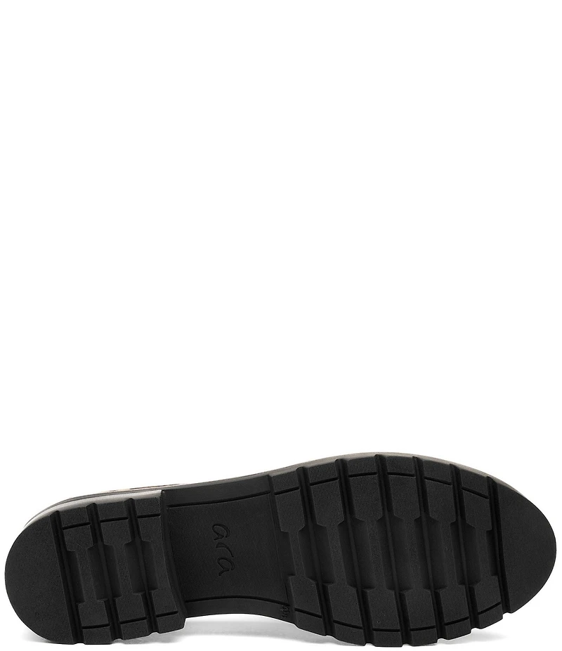 ara Caladium Leopard Print Suede and Crunch Patent Lug Sole Penny Loafers