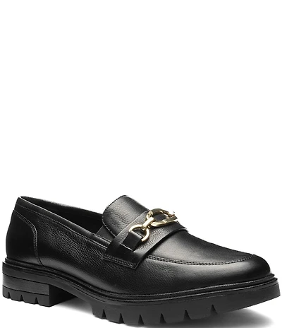 ara Camellia Leather Chain Strap Lugged Loafers