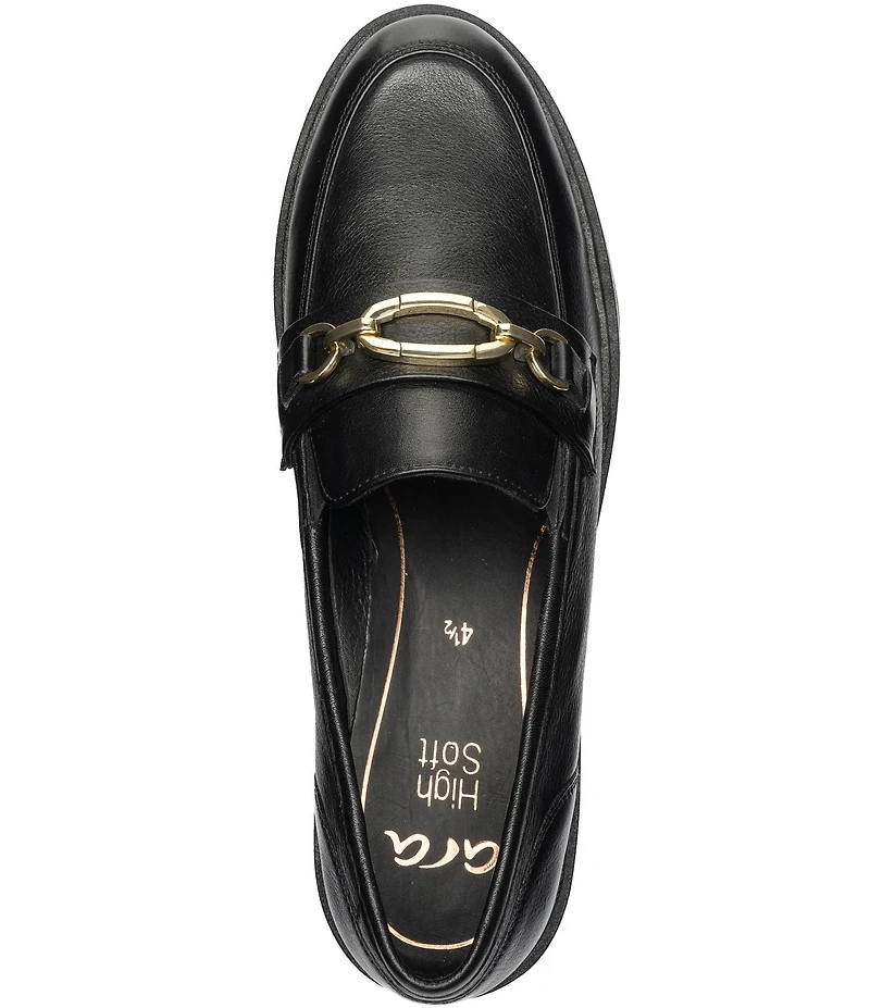 ara Camellia Leather Chain Strap Lugged Loafers