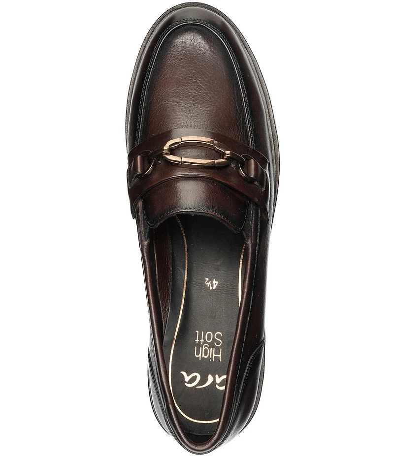 ara Camellia Leather Chain Strap Lugged Loafers