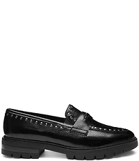 ara Cardiff Crinkle Patent Leather Studded Lugged Penny Loafers
