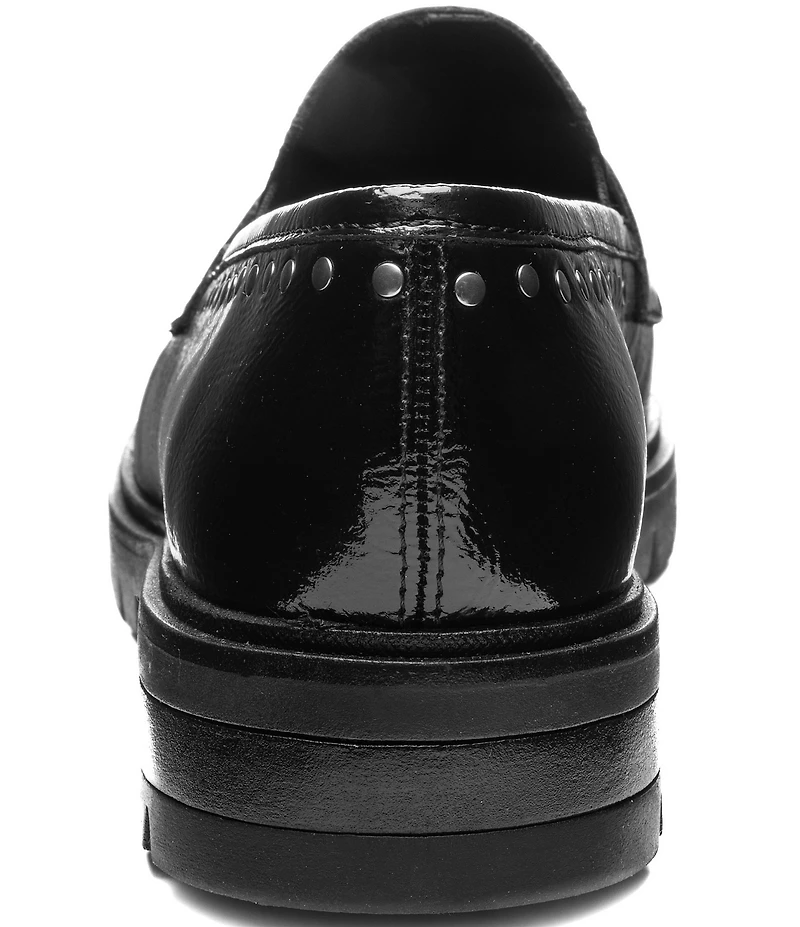 ara Cardiff Crinkle Patent Leather Studded Lugged Penny Loafers