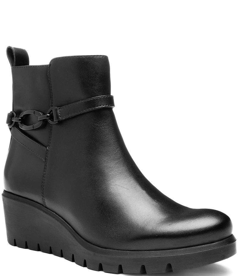 ara Carnation Leather Wedge Ankle Booties