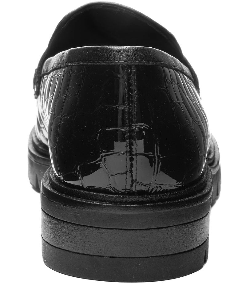ara Crescent Croco Embossed Patent Leather Lugged Penny Loafers