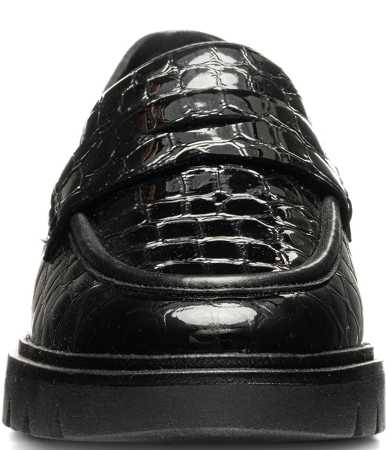 ara Crescent Croco Embossed Patent Leather Lugged Penny Loafers