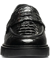 ara Crescent Croco Embossed Patent Leather Lugged Penny Loafers