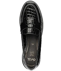 ara Crescent Croco Embossed Patent Leather Lugged Penny Loafers