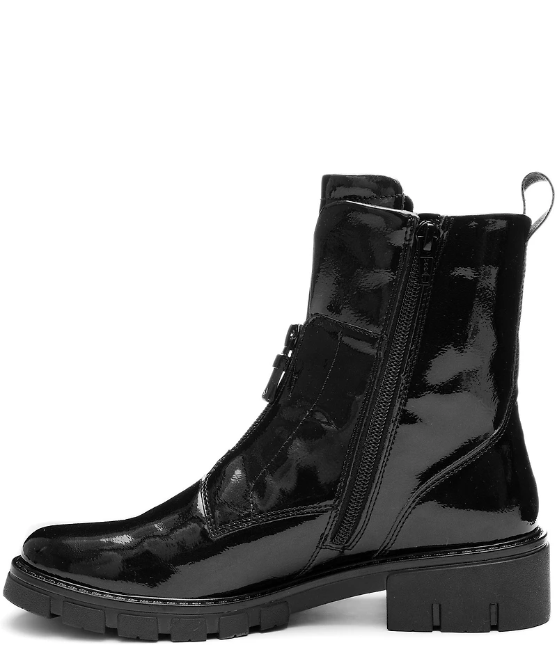 ara Deon Patent Leather Dual Zipper Booties