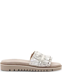 ara Keyes Metallic Leather Ruffle Slide Sandals