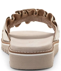 ara Keyes Metallic Leather Ruffle Slide Sandals