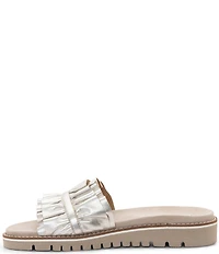 ara Keyes Metallic Leather Ruffle Slide Sandals