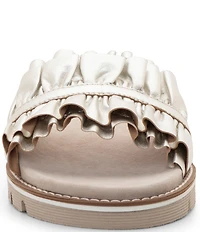 ara Keyes Metallic Leather Ruffle Slide Sandals