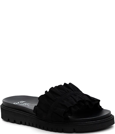 ara Keyes Suede Ruffle Slide Sandals
