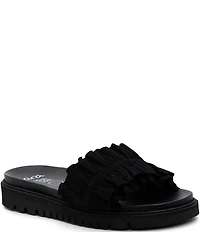 ara Keyes Suede Ruffle Slide Sandals