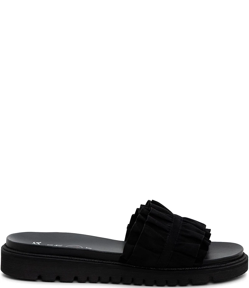 ara Keyes Suede Ruffle Slide Sandals