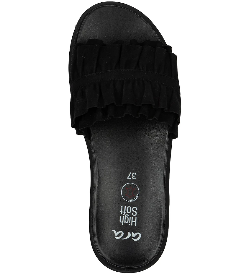 ara Keyes Suede Ruffle Slide Sandals
