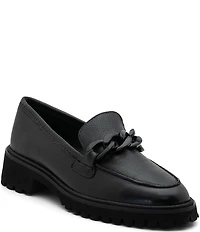 ara Kiana Leather Chain Hardware Loafers