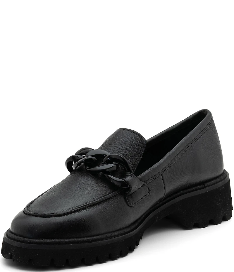 ara Kiana Leather Chain Hardware Loafers