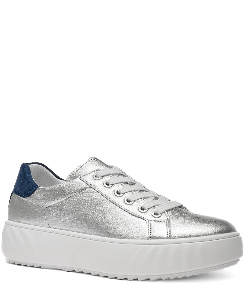 ara Mikky Metallic Leather and Suede Platform Sneakers