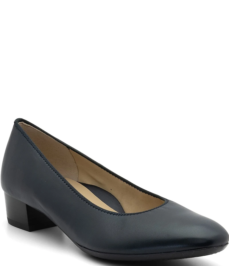 ara Milan Leather Low Heel Pumps