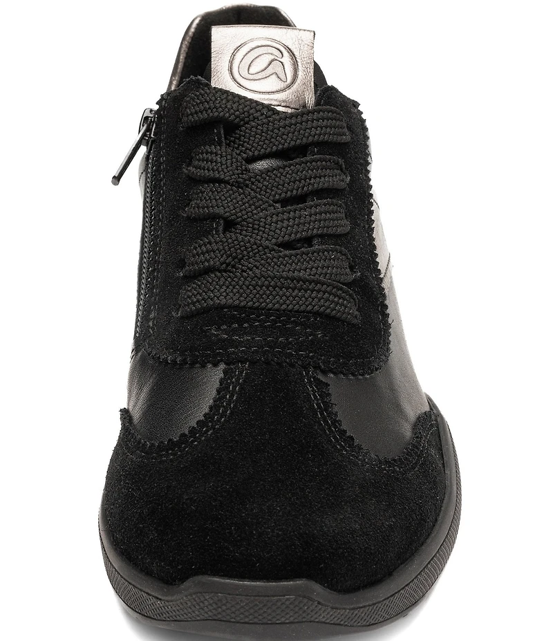 ara Myrtle Mixed Leather Side Zip Sneakers