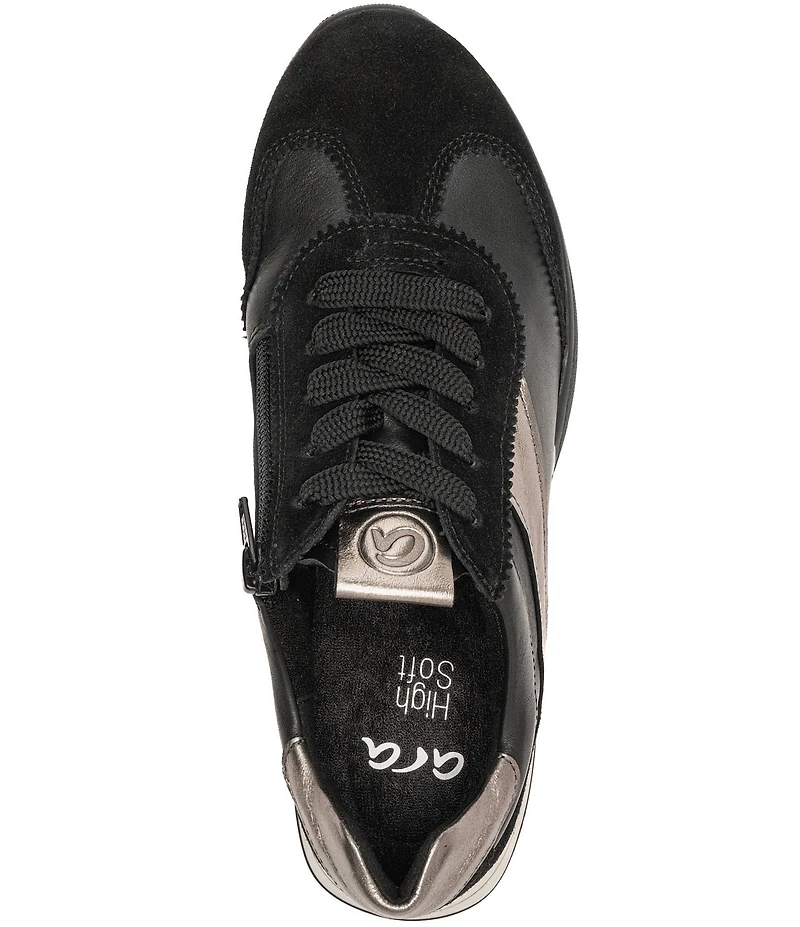 ara Myrtle Mixed Leather Side Zip Sneakers