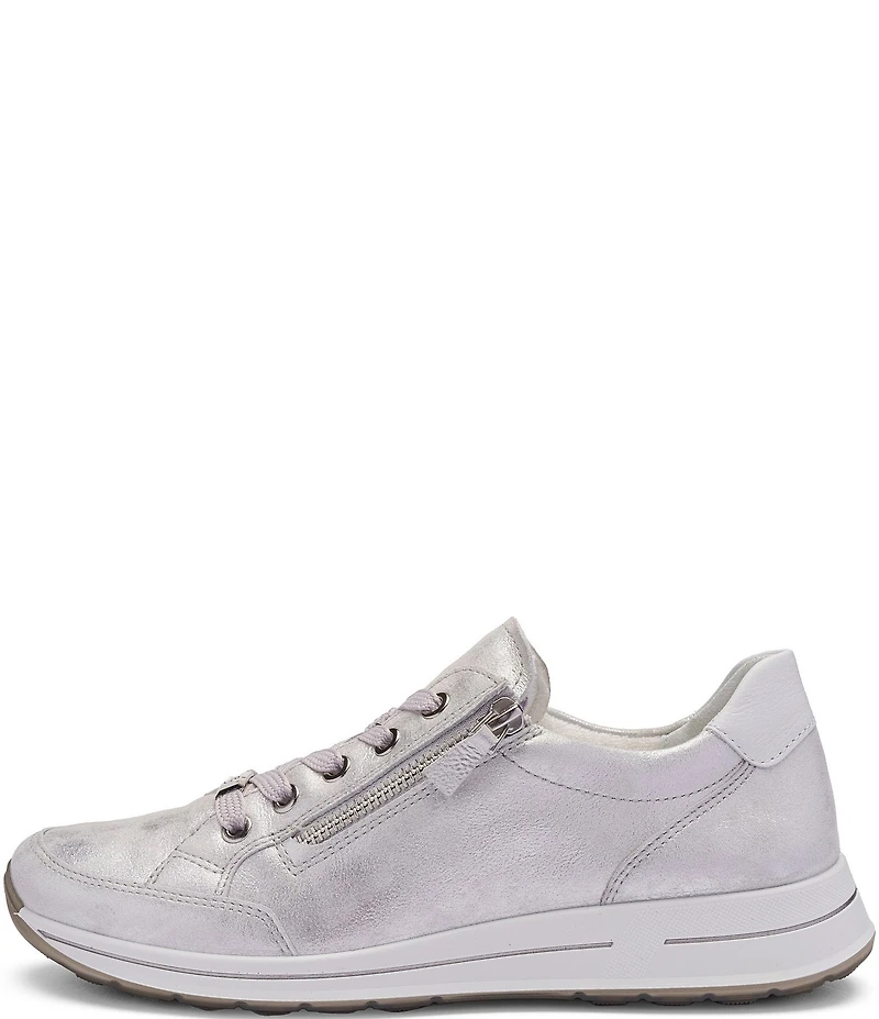 ara Oleanna Metallic Leather Side Zip Sneakers