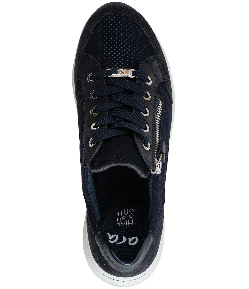 ara Oleanna Pin Dot Suede Zip Sneakers