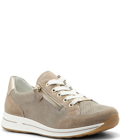 ara Oleanna Pin Dot Suede Zip Sneakers