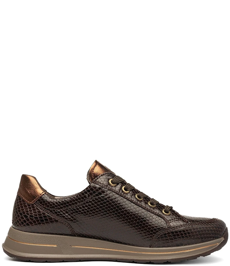 ara Oleanna Snake Print & Metallic Leather Side Zip Sneakers