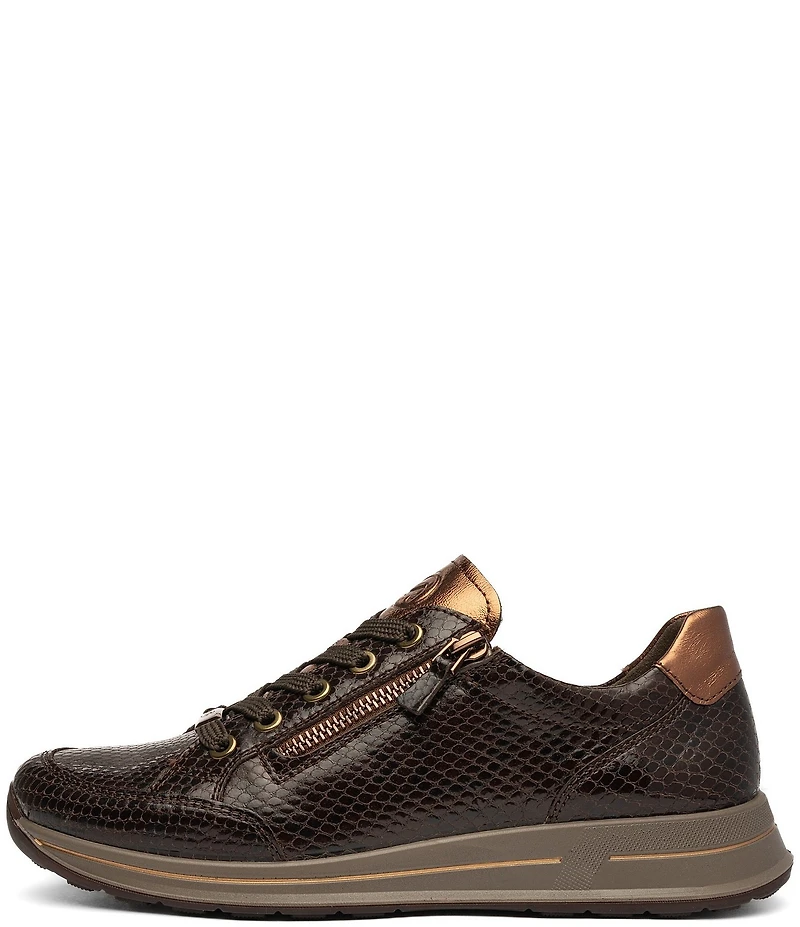 ara Oleanna Snake Print & Metallic Leather Side Zip Sneakers