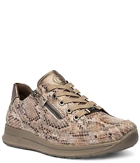 ara Oleanna Snake Print & Metallic Leather Side Zip Sneakers