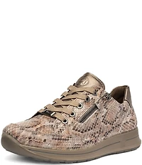 ara Oleanna Snake Print & Metallic Leather Side Zip Sneakers