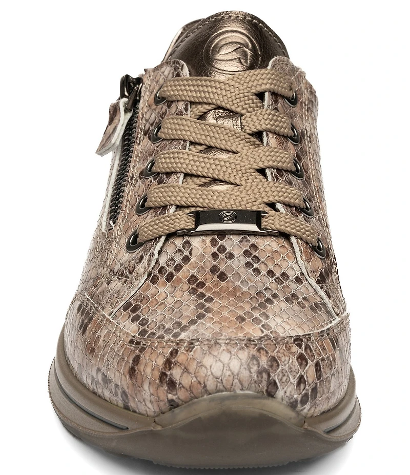 ara Oleanna Snake Print & Metallic Leather Side Zip Sneakers