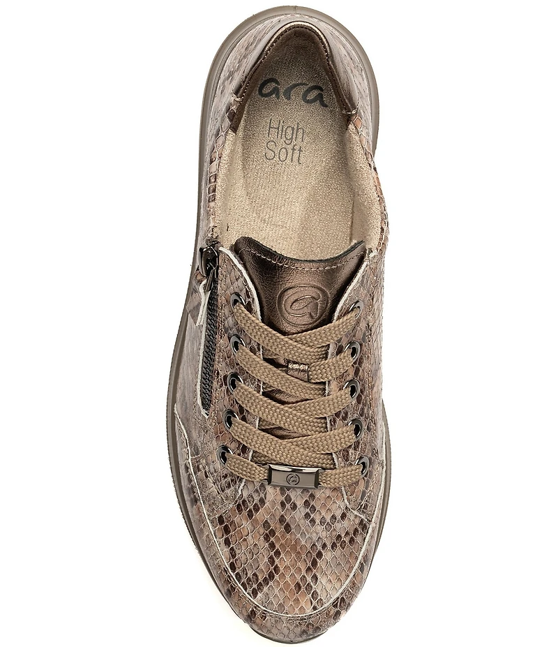 ara Oleanna Snake Print & Metallic Leather Side Zip Sneakers