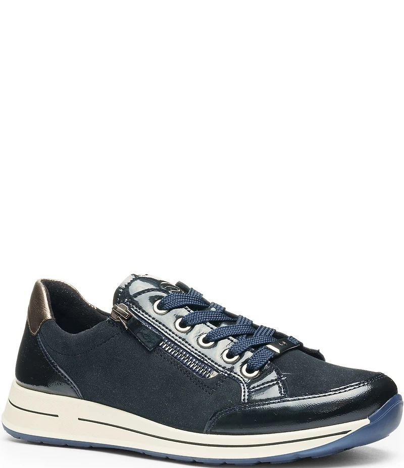 ara Oleanna Suede And Patent Side Zip Sneakers