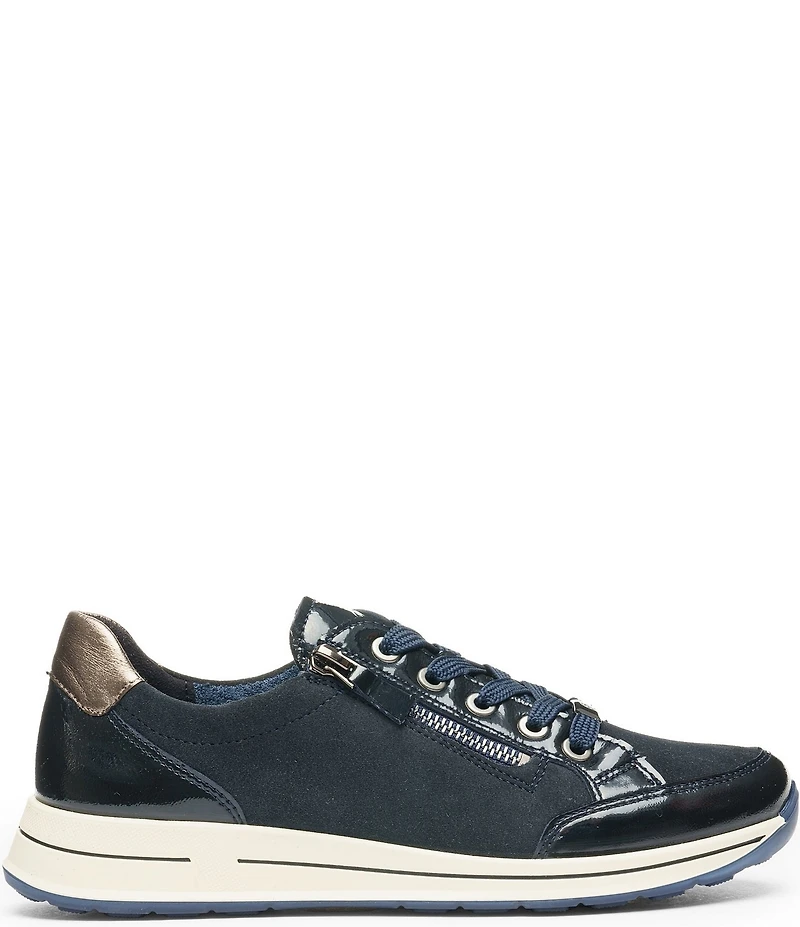 ara Oleanna Suede And Patent Side Zip Sneakers